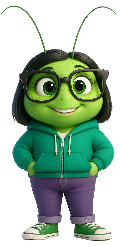 Ilustração em 3D da Cris, nossa mascote